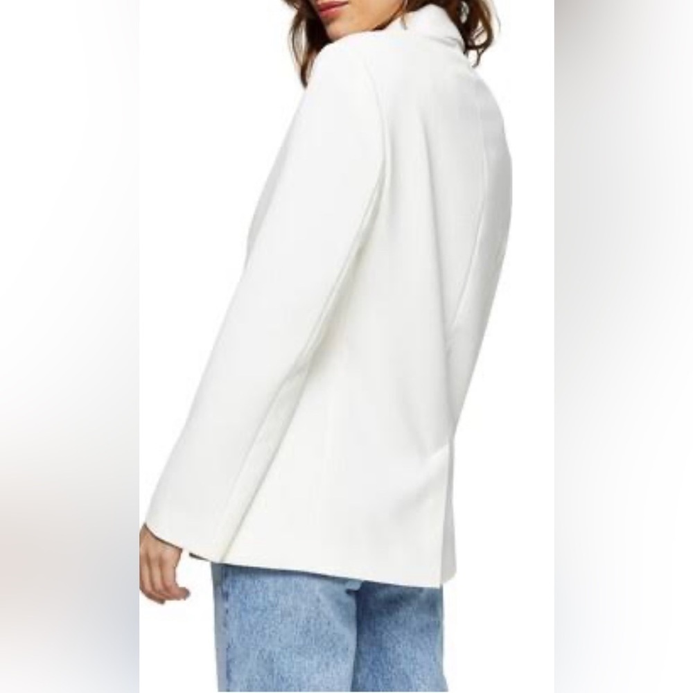 Topshop Petite clean crepe blazer in Ivory Size US 2 - Picture 4 of 5
